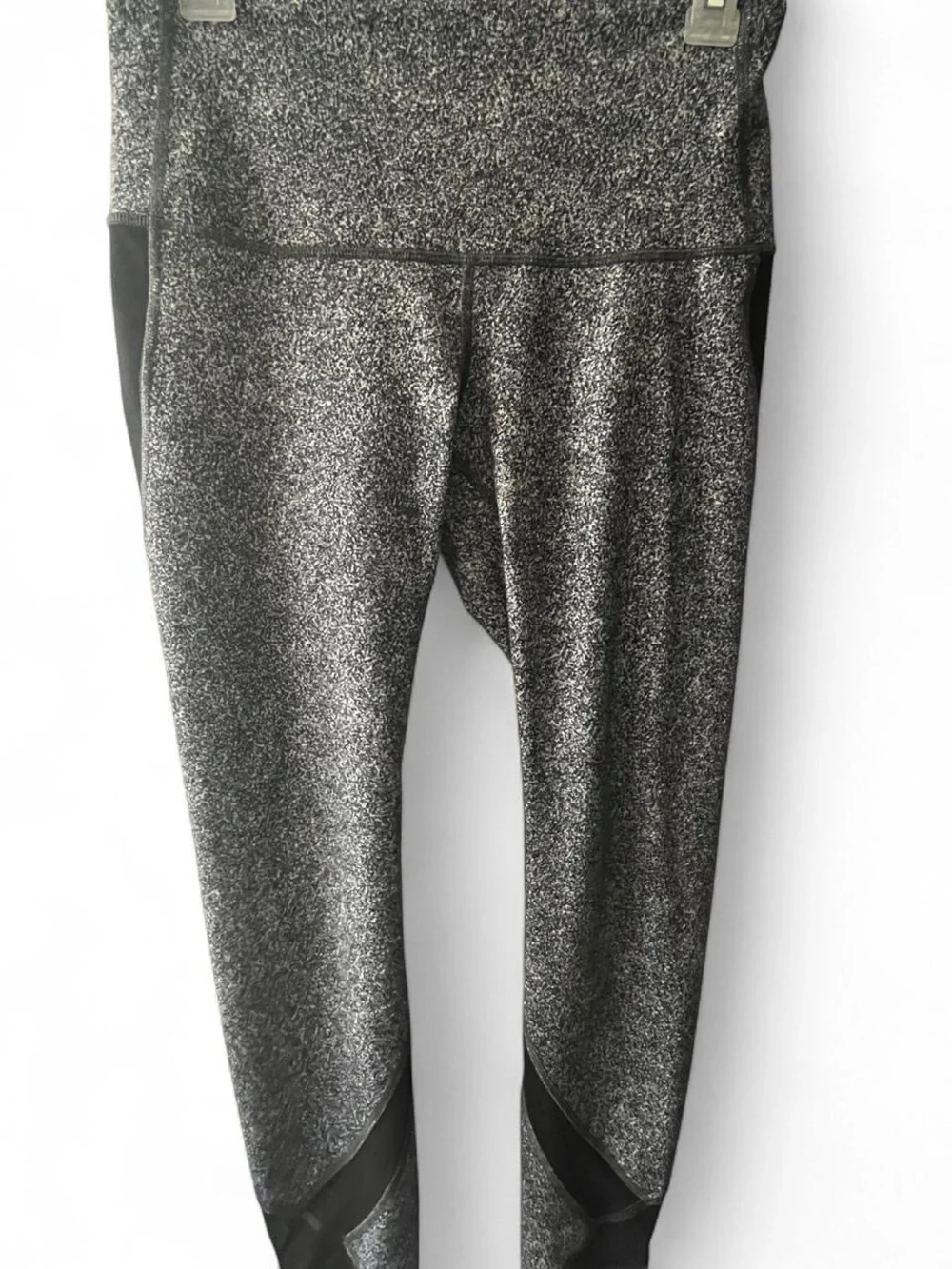 Lululemon High-Rise Textured Gray Leggings with Black Side Panels